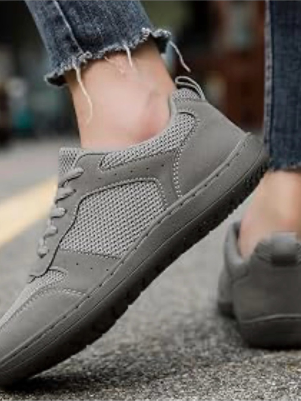 Women’s Casual Grey Mesh Sneakers - Everyday Comfort